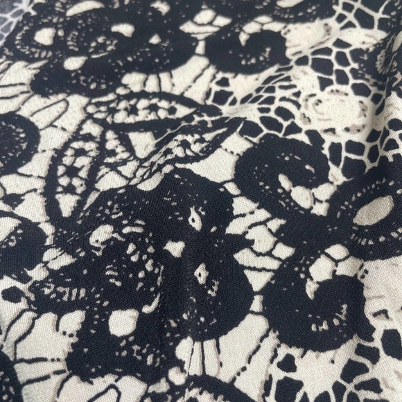 Evan-Picone Faux Wrap Dress Women's Size 12 Black and White V-Neck Stretchy - Picture 13 of 13